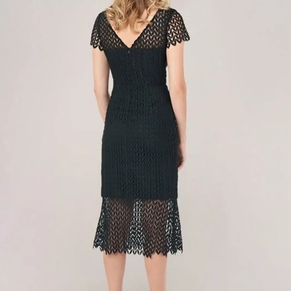 Kay Unger Lace Midi Dress Size 14 Blush Pink Floral Elegant Wedding Guest Formal - Picture 2 of 5